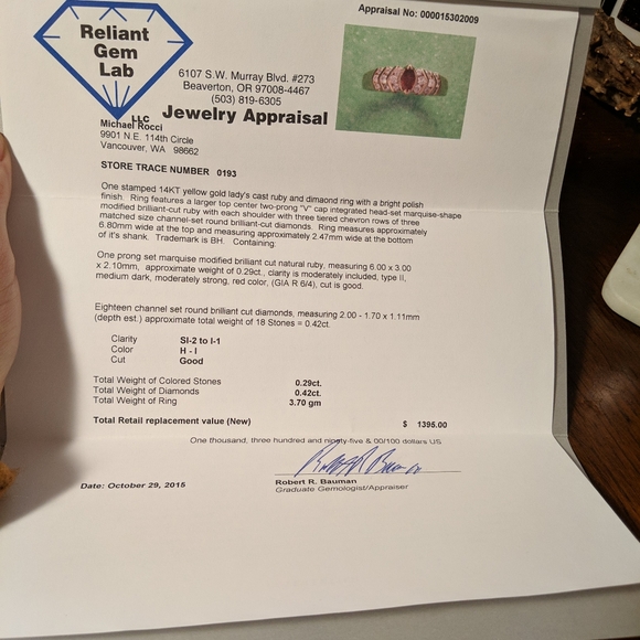 Genuine Ruby 14k gold ring with diamond accents - Picture 2 of 7